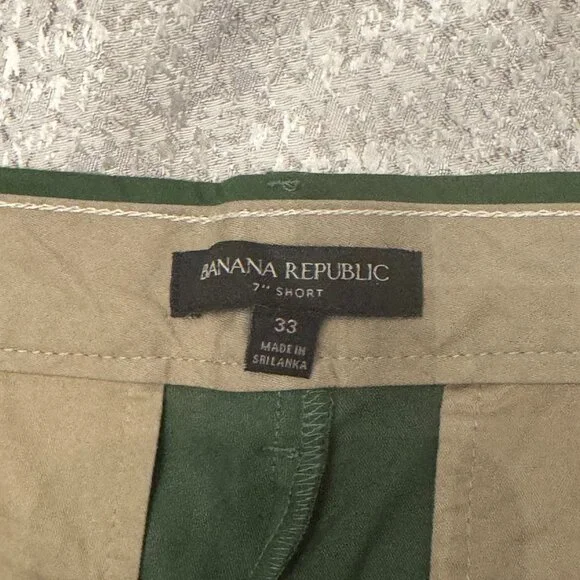 Banana Republic Aiden Shorts Mens Green 7 Inch Inseam Cotton Chino Size 33 NWT - Picture 5 of 6